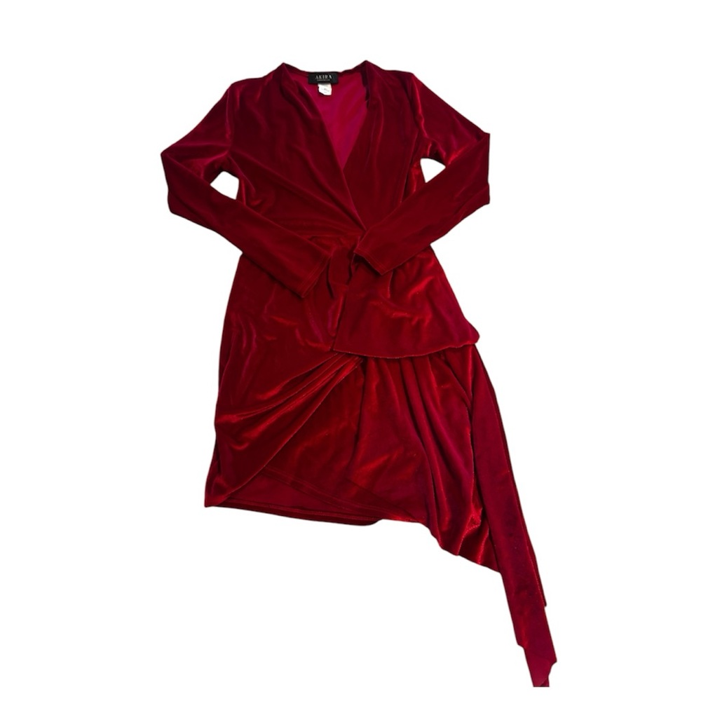 Velvet Red Long Sleeve Dress